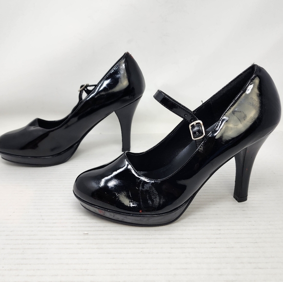 Fantasia Black Mary Jane Heels Size 8 - Picture 2 of 12